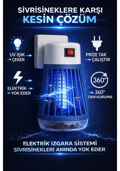 Priz Tipi Sivrisinek Öldürücü Uv Işıklı Elektrikli Sinek Kovucu 360 Etkili