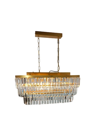 Gizem Gold Kristal Taşlı Lüks Avize 73x30 Cm Altın