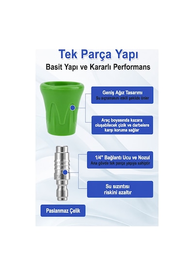 Robeve Bear Force 4 Lü Basınçlı Yıkama Nozul Seti 1/4 Quick Connect 0 15 25 40 Paslanmaz Çelik Basınçlı Yıkama Uçları Araç Yıkama Nozul Seti Nozzle Seti