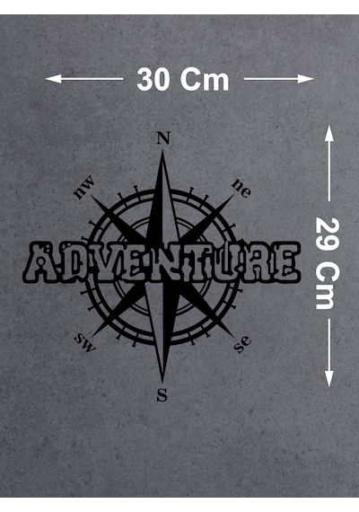 Pusula Ve Adventure Sticker - Araba Oto Karavan Motosiklet Cam Sticker - 00052 30x29 Cm