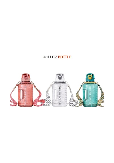 DILLER 1700 ML Büyük Boy Pipetli Boyun Askılı Tritan Su Matarası