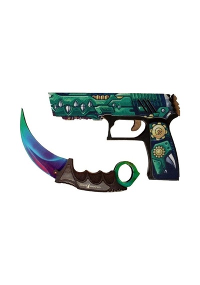 Ahşap Cs-go P250 Tabanca Karambit Oyuncak Set 7013