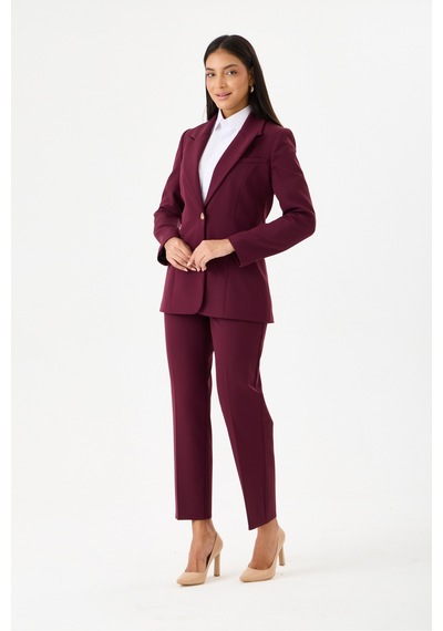 Velnara Moda Koyu Mürdüm Klasik Kadın Takım Elbise -tek Düğme Ceket & Dar Paça Pantolon Bordo Mürdüm - 918605984 Bordo Mürdüm Velnara Moda Koyu Mürdüm Klasik Kadın Takım Elbise -tek Düğme Ceket & Dar Paça Pantolon Bordo Mürdüm - 918605984 Bordo Mürdüm