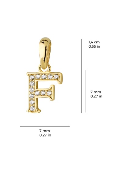 Goldkupe 14 Ayar Altın F Harfi Taşlı Kolye Ucu 0,46 Gr-3452