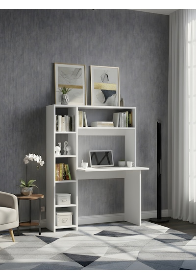 Premium Mdf Ürün Modern Kitaplıklı Çalışma Masası Raflı Öğrenci Ve Home Ofis Bilgisayar Masası Beyaz Premium Mdf Ürün Modern Kitaplıklı Çalışma Masası Raflı Öğrenci Ve Home Ofis Bilgisayar Masası Beyaz
