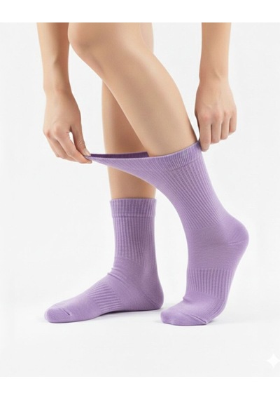 Ozzy Socks Kadın 4 Çift Bambu Lastiksiz Sıkmayan Diabetik Bilek Çorap Lila