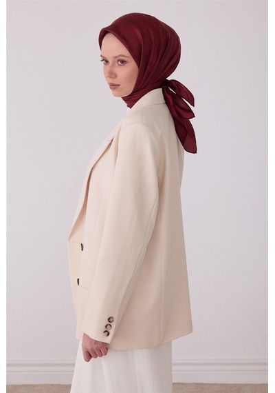 Belli Soyut Desen %100 Twill İpek Eşarp Be28 Kırmızı