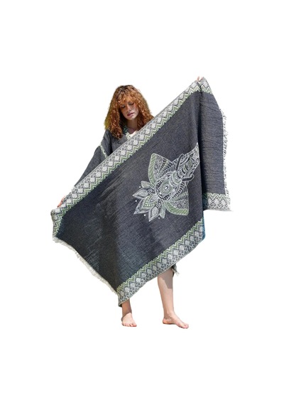 Brandsmiths Green- Black Elephant Kimono & Peştemal Set Çok Renkli