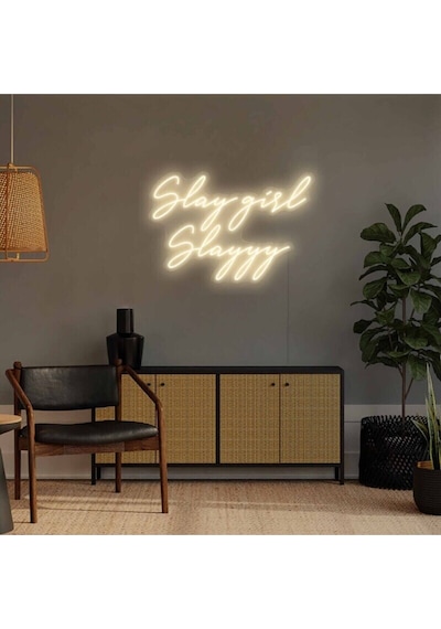 Slay Girl Slayyy Yazılı Neon Tabela Sarı
