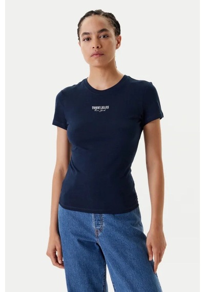 Tommy Jeans Tjw Slım Essentıal Logo2 Tee Ext Lacivert