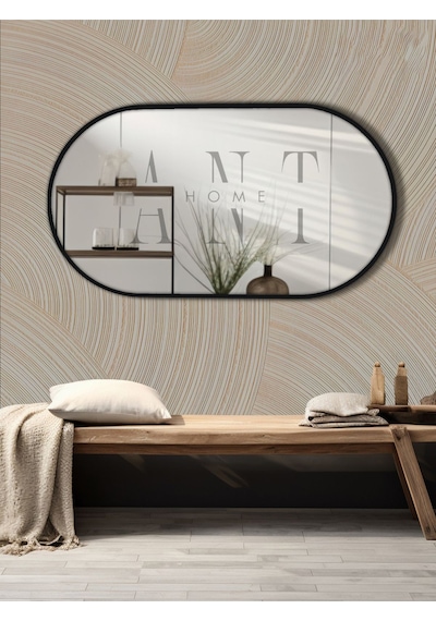 Model Alfa Dekoratif Ayna Duvar Aynası Konsol Aynası Mdf Elips Ayna 90 X 50 Siyah