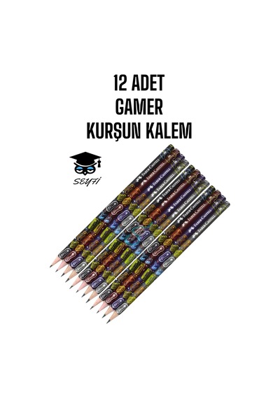 12 Adet Gamer Kurşun Kalem Türk Malı Çok Renkli