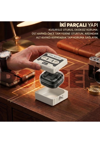 Retro-cassette Samsung Galaxy Buds 4 Pro/buds 4 İçin Kılıf 80'ler/90'lar Temalı Galaxy Buds4 Kulaklık Kılıfı Tam Koruma Sağlayan Retro Kaset Desenli Samsung Buds 4 Pro Kılıf Akustik