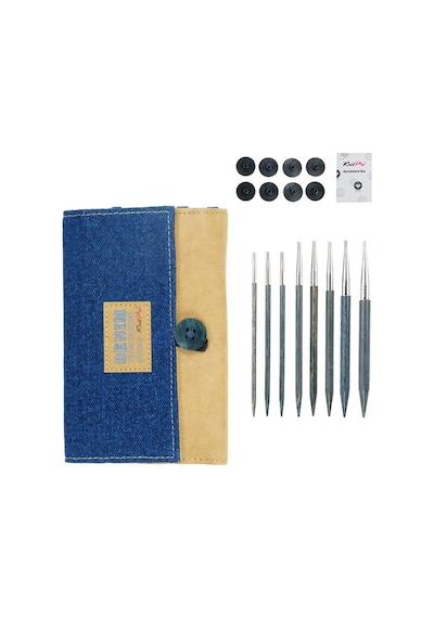 Knitpro Indigo Ahşap Değiştirilebilir Misinalı Şiş Seti 20643