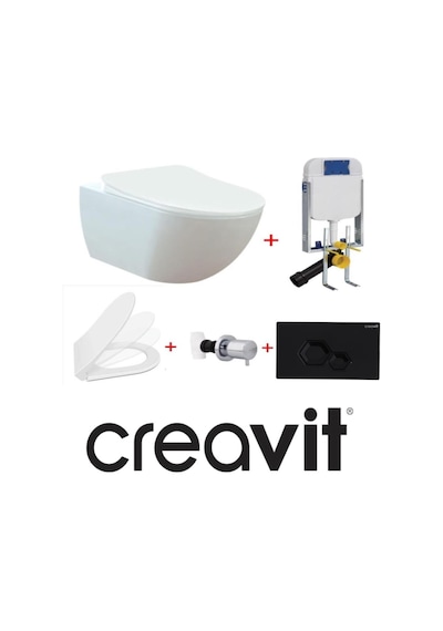 Creavit Free Asma Klozet Beyaz Gr5001 Fe320 + Nkp Slim İnci Yavaş