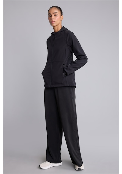 Defacto Rüzgar Geçirmez Su İtici Softshell Slim Fit Kapüşonlu Fermuarlı Cepli Yağmurluk C4951ax26aubk81 Siyah-bk81