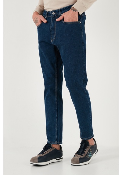Buratti Streç Pamuklu Slim Fit Normal Bel Boru Paça Jeans Erkek Kot Pantolon 5900S34Milano Lacivert
