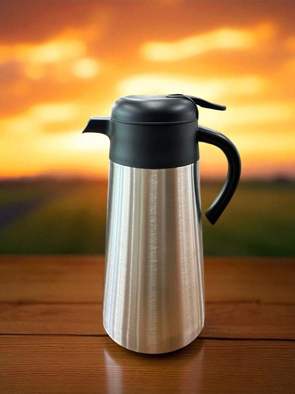 2 Litre İçi Dışı Çelik Termos Yeni Model Siyah