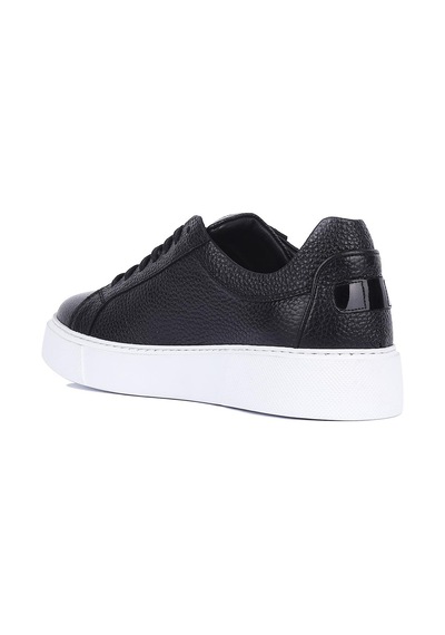 Shoetyle - Siyah Deri Bağcıklı Erkek Sneaker 250-1400-1452 Siyah