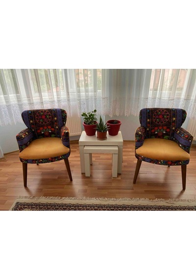 Azra Mobilya Berjer Çay Seti Koltuk Seti -berjer - Cafe - Balkon - Bahçe - Ofis Mobilyası Etnik Desen Sarı Azra Mobilya Berjer Çay Seti Koltuk Seti -berjer - Cafe - Balkon - Bahçe - Ofis Mobilyası Etnik Desen Sarı