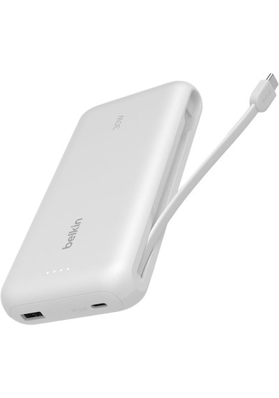 Belkin Boostcharge 20.000mah Entegre Kablolu 30w Hızlı Şarj Powerbank, Beyaz Beyaz