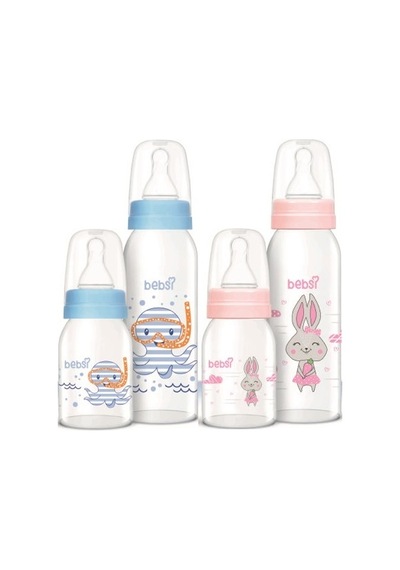 Bebsi Cam Biberon Seti Mavi - Pembe 250ml+125ml Karma 2li Set