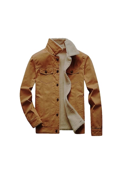 Çocuk Kürklü Kot Mont Premium Denim - Açık Camel-