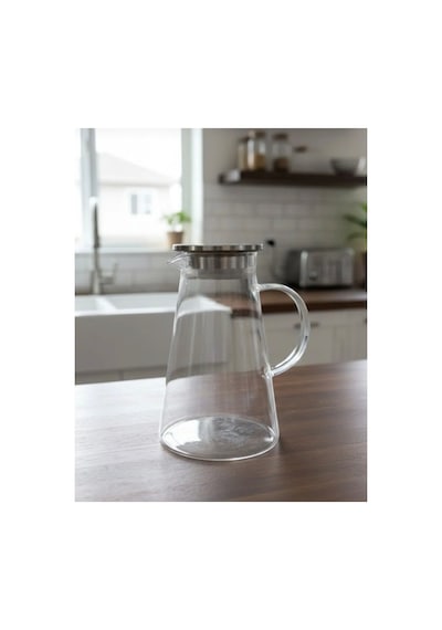 1800 Ml,büyük Boy Borosilikat Cam Sürahi,metal Süzgeç Kapaklı,su,limonata,detoks,çay, Sürahisi