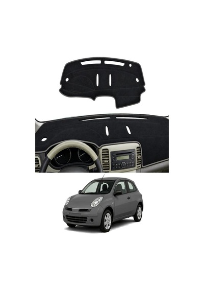 Nissan - Micra-march K12 2003-2010 Uyumlu Torpido Koruma Kılıfı - Gri Şeritli