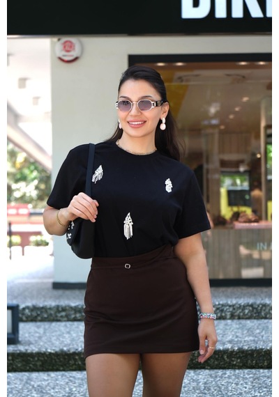 Gigi Wardrobe Crystal Tişört Siyah Siyah