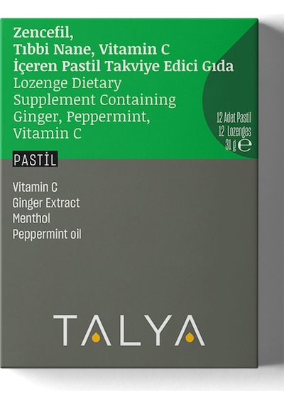 Talya Zencefil Nane Vitamin C İçeren Takviye Edici Gıda 12 Adet Pastil