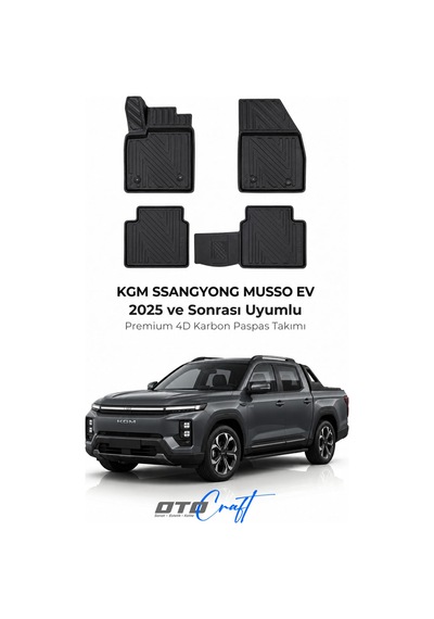 Otocraft Kgm Ssangyong Musso Ev 2025+ Araca Özel 4d Karbon Oto Paspas Havuzlu Tam Set