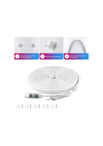 Sese Duyarlı Animasyonlu Rgb Kumandalı 5 Metre Neon Şerit Hortum Led Usb Ve App Uyumlu