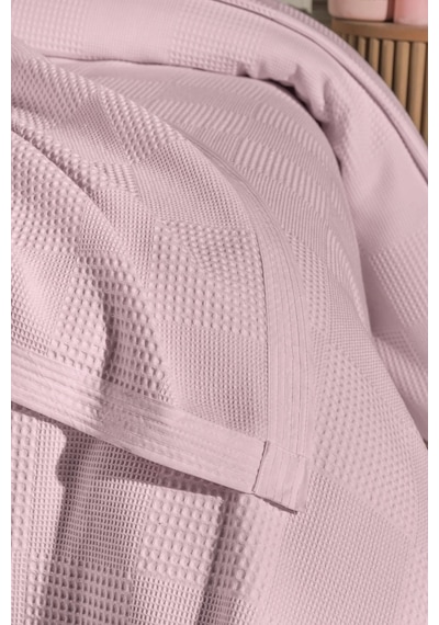 Mulberry Waflle Desenli Pike Battaniye %100 Pamuk Kalın İplik Yumuşak Battal Boy 240 x 260 Pembe