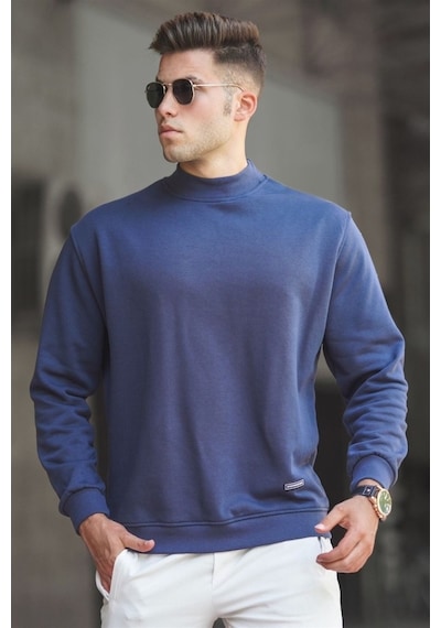 Madmext Lacivert Balıkçı Yaka Sweatshırt 5301 Lacivert