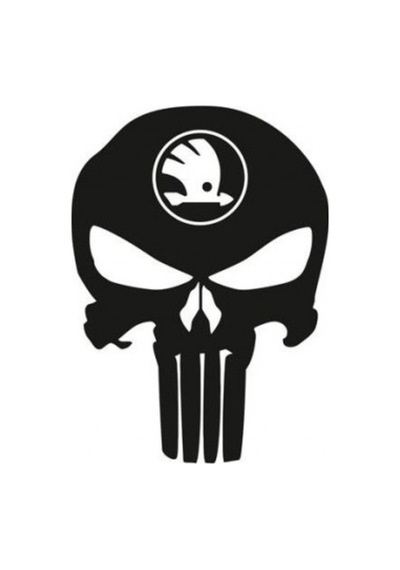 Skoda Kuru Kafa Punisher Araba Sticker Yapıştırma