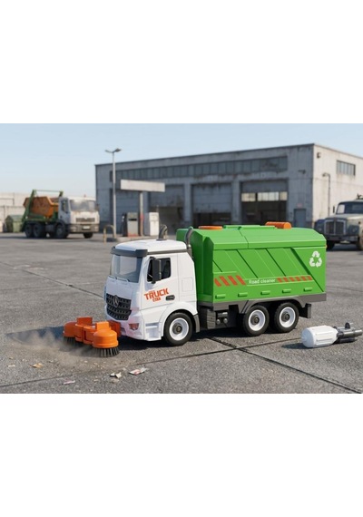 Uzaktan Kumandalı Işıklı 2.4 Ghz 1:18 Ölçekli Dıy Sök Tak Yol Temizleyici Oyuncak Kamyon Çok Renkli