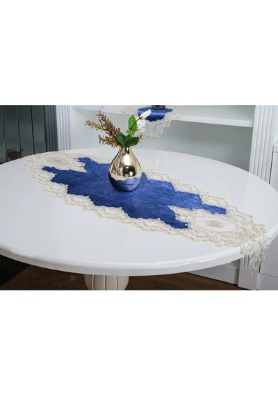 Öykü Aplikeli Güpürlü Kadife Lila Salon Takımı 5 Parça 50x140 Cm 1454 Çok Renkli