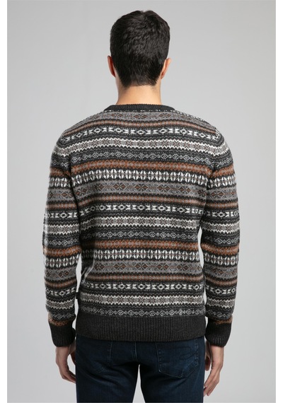Lee Cooper Adriel Erkek O Yaka Kazak Antrasit-safran Desenli-21056 Antrasit