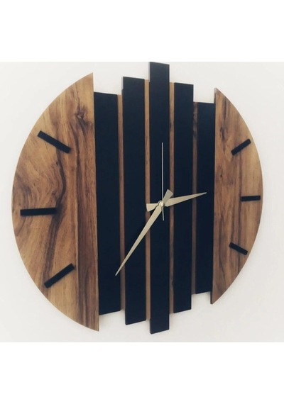 Modern Ahşap Duvar Saati 35cm Siyah