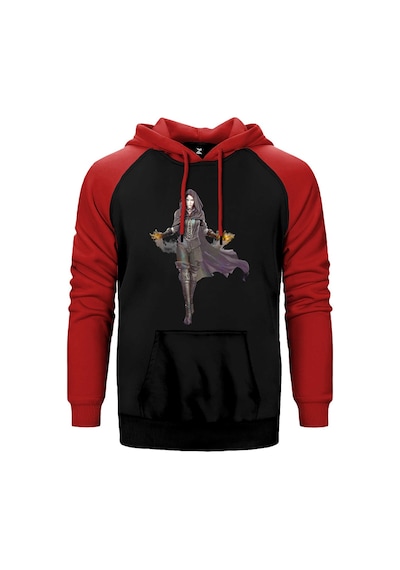 The Witcher Yennefer Kırmızı Renk Reglan Kol Kapşonlu Sweatshirt Kırmızı