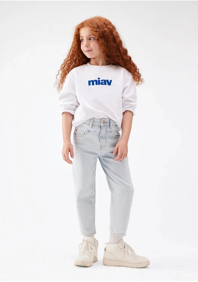 Mavi Mıav Baskılı Beyaz Erkek Çocuk Sweatshirt M6610031-620 BEYAZ
