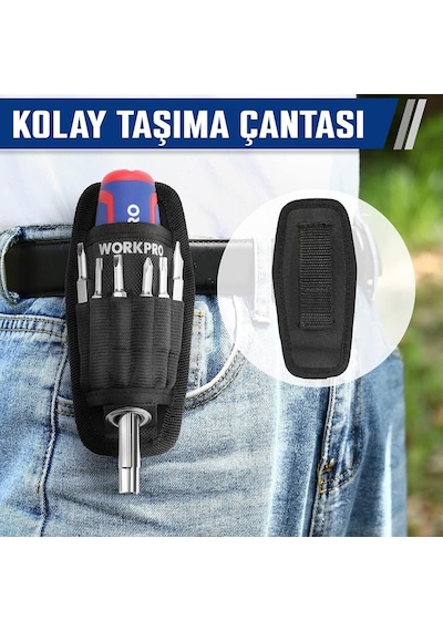 Workpro Wp221306 15-ın-1 Çok Fonksiyonlu Değişken Uçlu Profesyonel Tornavida Seti + Bel Askı Kılıfı Fr Wp221306