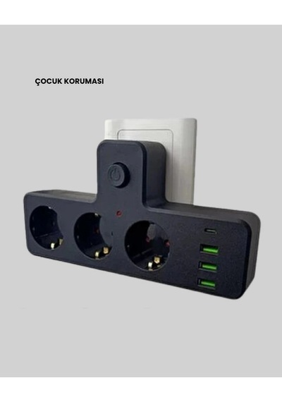 7 Portlu Çoklu Priz Usb Ve Type-c Girişli Akıllı Güç Ünitesi Standart