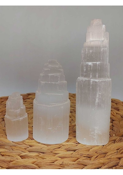 Selenit Taşı Üçlü Kule Set 6-10-15cm