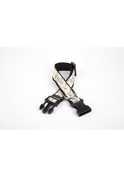 Köpek Ve Pati Desenli Dokuma Köpek Boyun Tasması 3 Cm X 36-60 Cm Siyah Çok Renkli