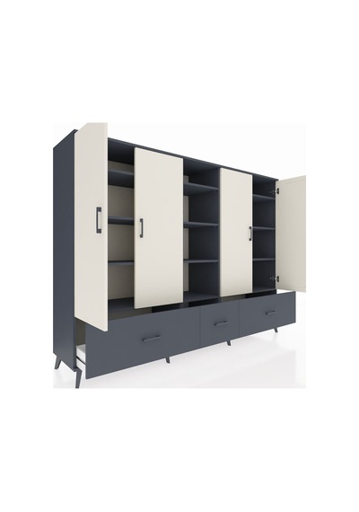 Hyperion Dolap 12 Raflı 3 Çekmeceli 4 Kapaklı 220x44x163 Antrasit Antrasit-aytaşı/antrasit Hyperion Dolap 12 Raflı 3 Çekmeceli 4 Kapaklı 220x44x163 Antrasit Antrasit-aytaşı/antrasit