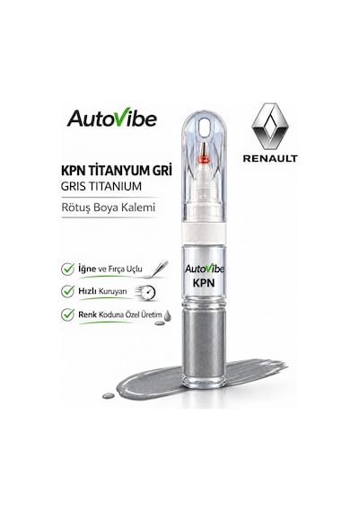 Renault Kpn Titanyum Gri Rötuş Boya Kalemi İğne Ve Fırça Uçlu