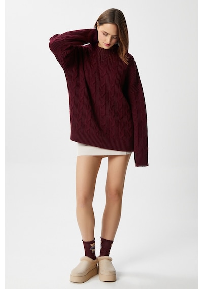 Ritnice Kadın Stella Yumuşak Oversize Bordo Triko Kazak Bordo