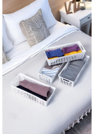 4'lü Beyaz Dolap Içi Düzenleyici Organizer Set - Çok Amaçlı Çekmece Içi Organizer Plastik 33 X 33 Be Diğer